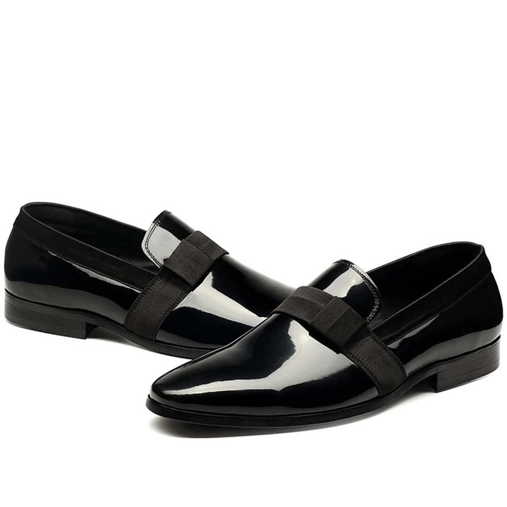 HANMCE mens patent leather black loafer fashion shoes glossy italian shiny dress slip on suits men new | Мать и ребенок