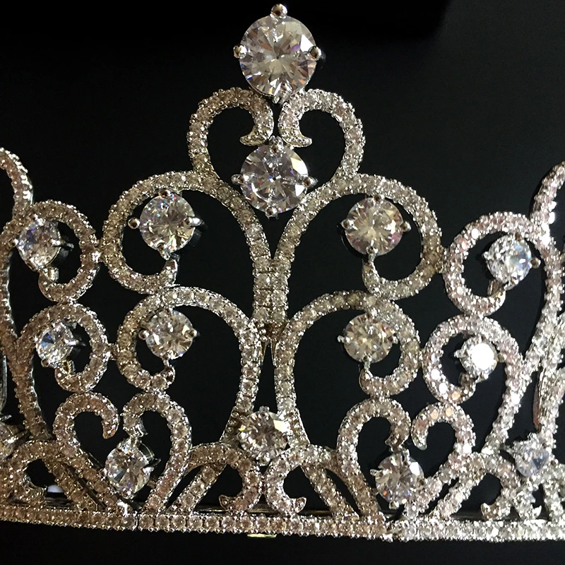 HIMSTORY европейские невесты большой сверкающий белый полный Циркон Тиары Корона