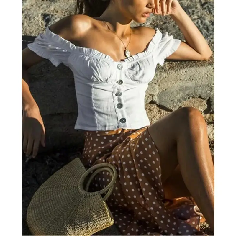 Женская винтажная Блузка Boho белая блузка с рукавами фонариками 2019|Блузки| |