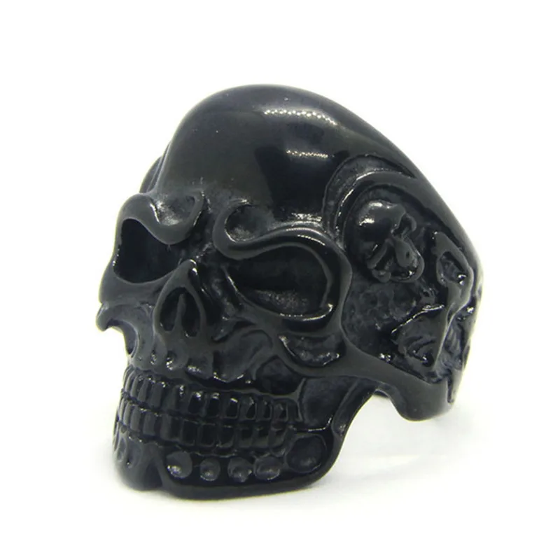 Support Dropship Black Ghost Skull Ring 316L Stainless Steel Fashion Jewelry Evil |