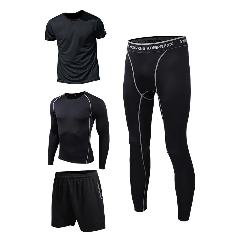 Men sportswear-B4 Мужская спортивная одежда, черный, серый, белый спортивный костюм, Мужская эластичная одежда для тренировки в спортзале, дышащая тренировка бега трусцой комплект для бега - Цвет: Men sportswear-B4