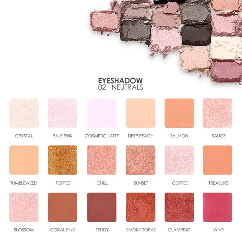 Neutrals FOCALLURE, 18 цветов, матовые блестящие тени для век, палитра, мерцающие пигментированные, сладкие, как мед, палитра, натуральные, стойкие тени для век - Цвет: Neutrals