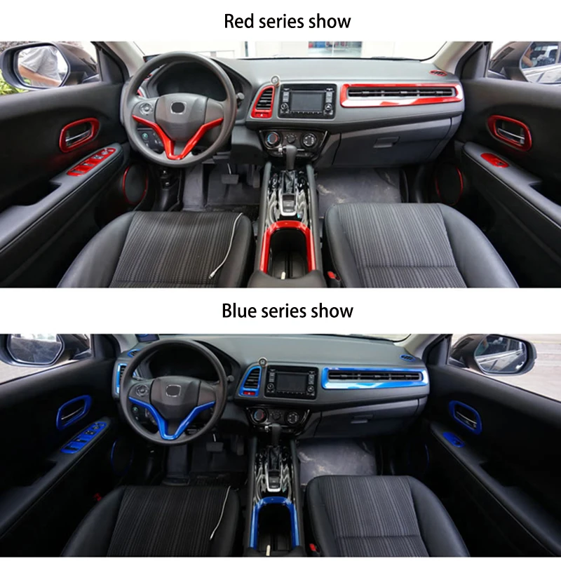 

ABS Хромированная внутренняя отделка, подходит для HR-V Vezel, центральная консоль, внутренняя отделка, полный комплект пластиковых молдингов, ав...