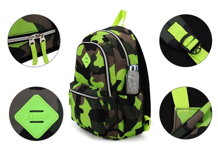 Детский камуфляжный рюкзак с принтом, зеленые сумки на ремне, школьные ранцы для мальчиков и девочек, дорожная сумка для подростков, 2019 от AliExpress WW
