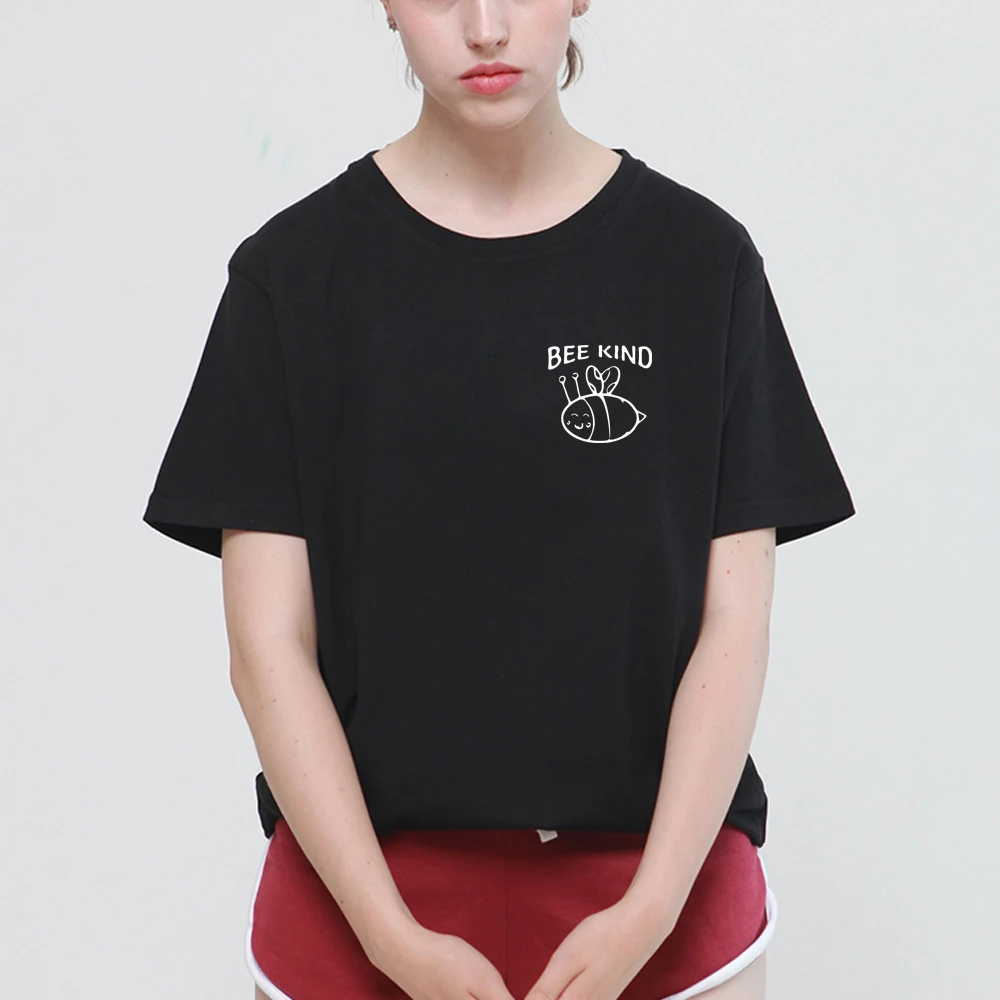 Женская хлопковая Футболка с принтом и карманами в стиле Харадзюку | одежда