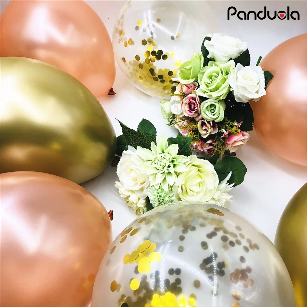 60 шт. металлический балон цвета розового золота с конфетти Балон смешанный