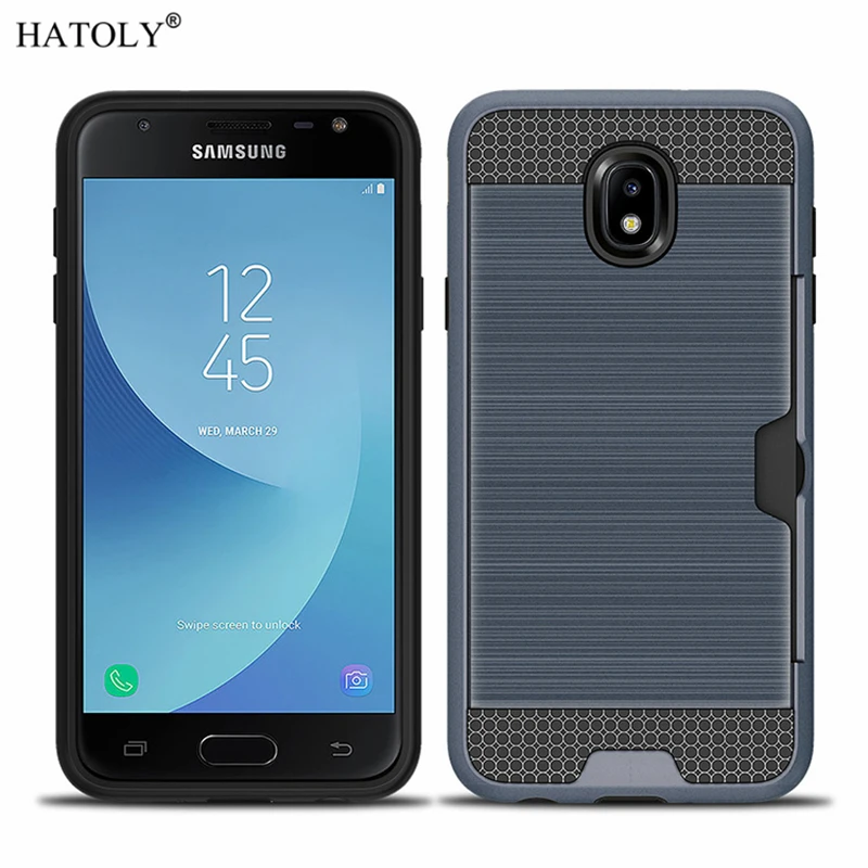 For Samsung Galaxy J7 2018 Cover Shockproof Brushed Armor Rugged Silicone Phone Case for With Card Slot |