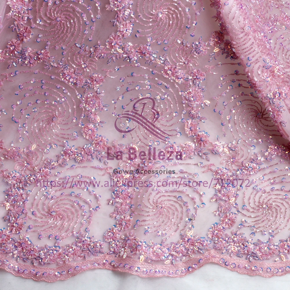 La Belleza/Новинка 1 ярд Очень тяжелое розовое вечернее платье ручной работы с бисером