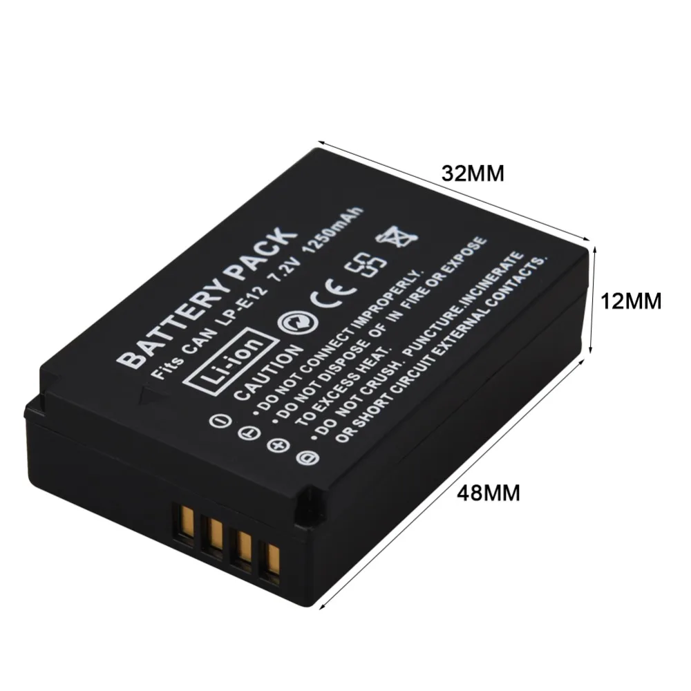Аккумулятор для камеры Canon EOS 100D Kiss X7 Rebel SL1 M10 1250 мАч LPE12 LP E12 аккумулятор dslr|battery for