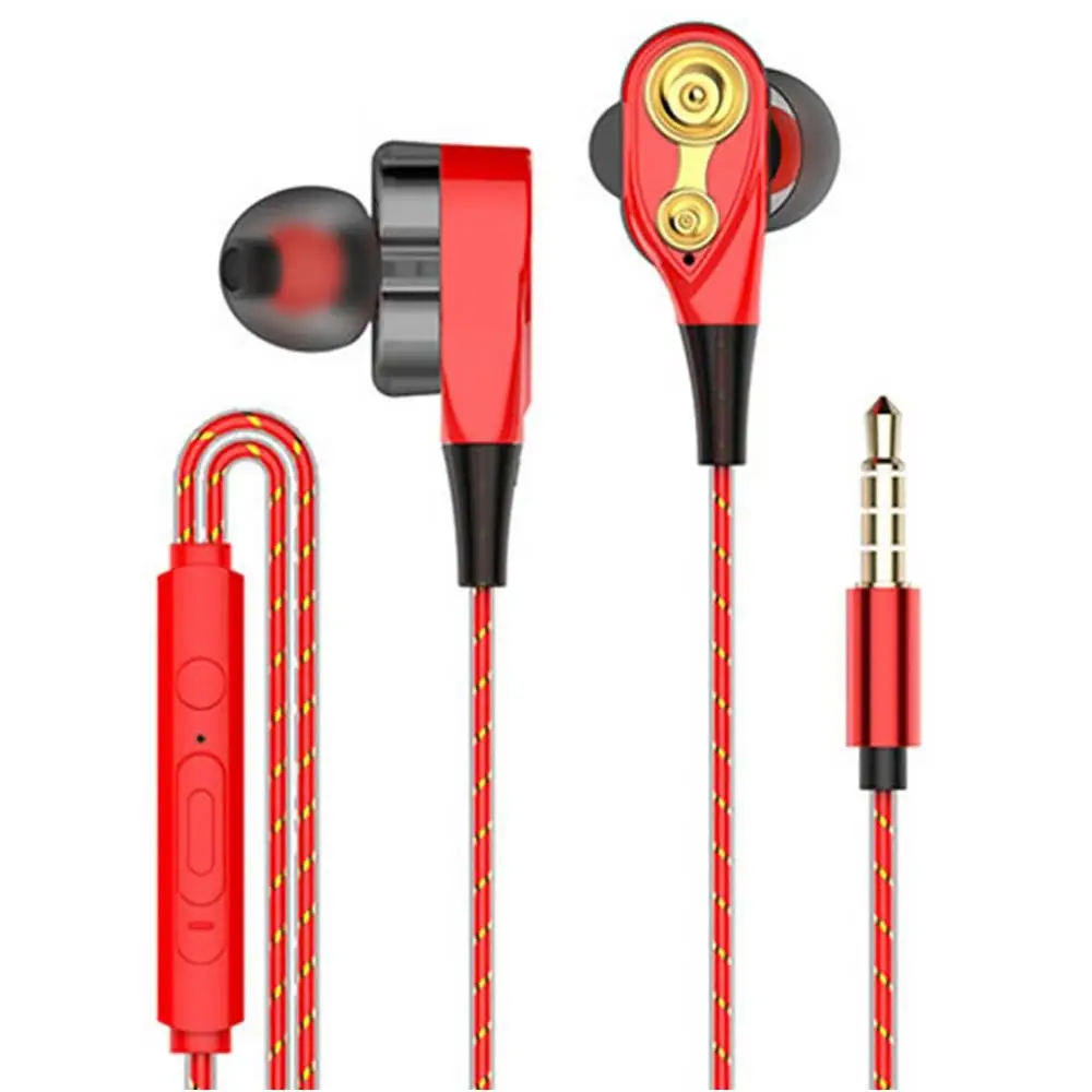 red double speaker Rovtop магнитные проводные стерео наушники-вкладыши супер бас двойной привод гарнитура наушники для huawei samsung смартфон - Цвет: red double speaker