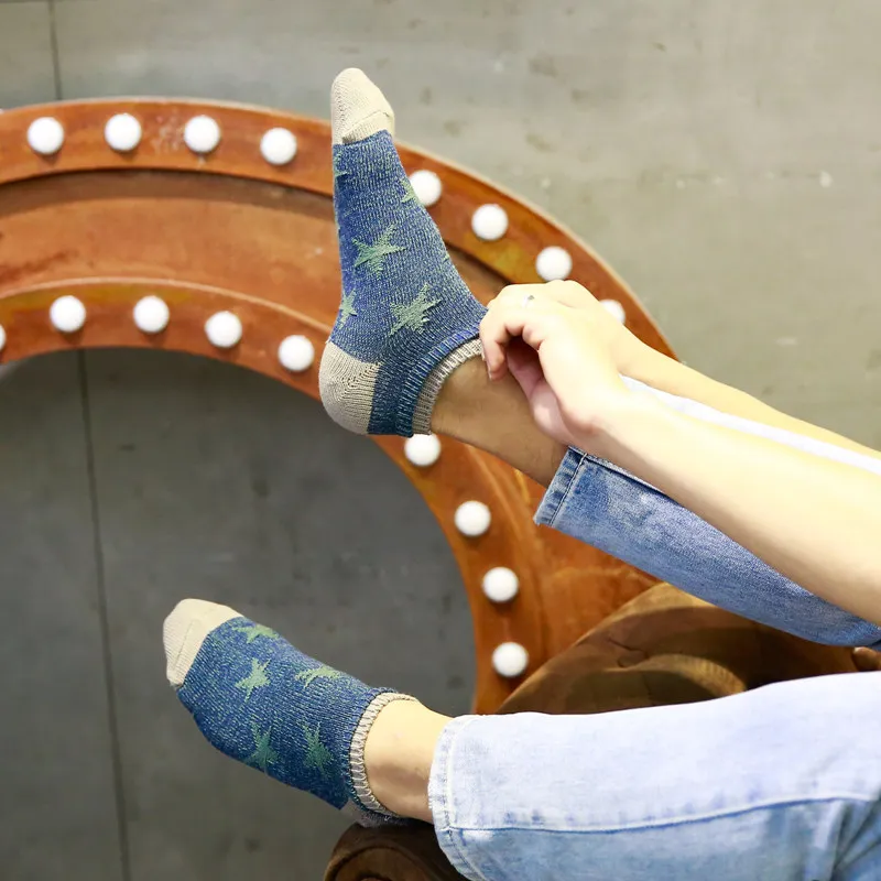10Pairs/Lot men's socks and double cuff thick line stars Harajuku cotton Asakuchi personality | Тематическая одежда и