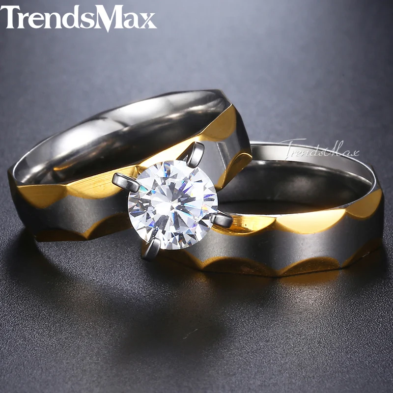 Комплект обручальных колец Trendsmax KKR140 для мужчин и женщин Помолвочные кольца с