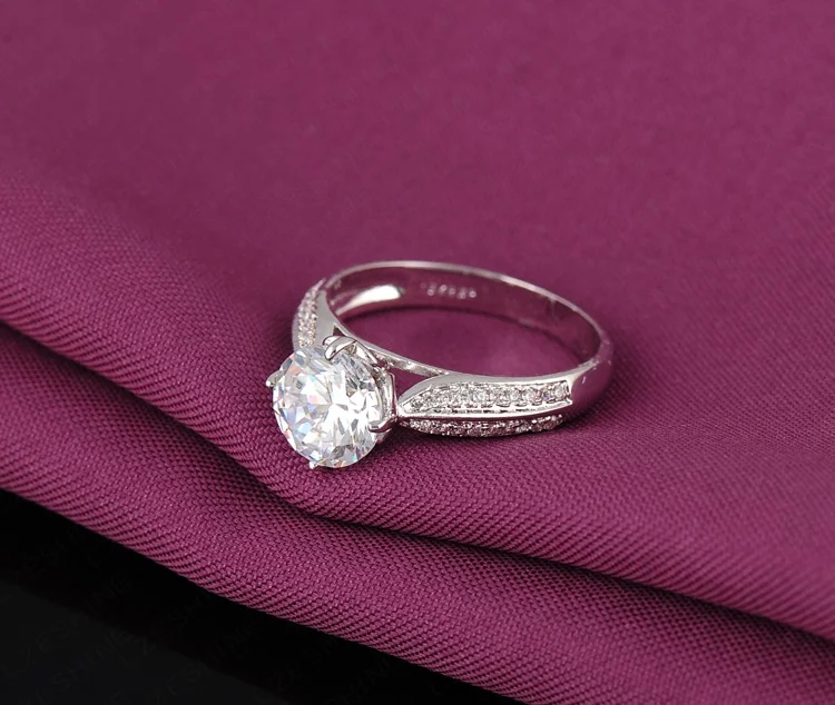 LZESHINE Пара Кольца на палец anillos CZ Кристалл Серебряный цвет модный бренд горный