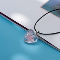 lovers peach heart glass pendant time gem womens necklaces gift flower pendants for girl friend fy405