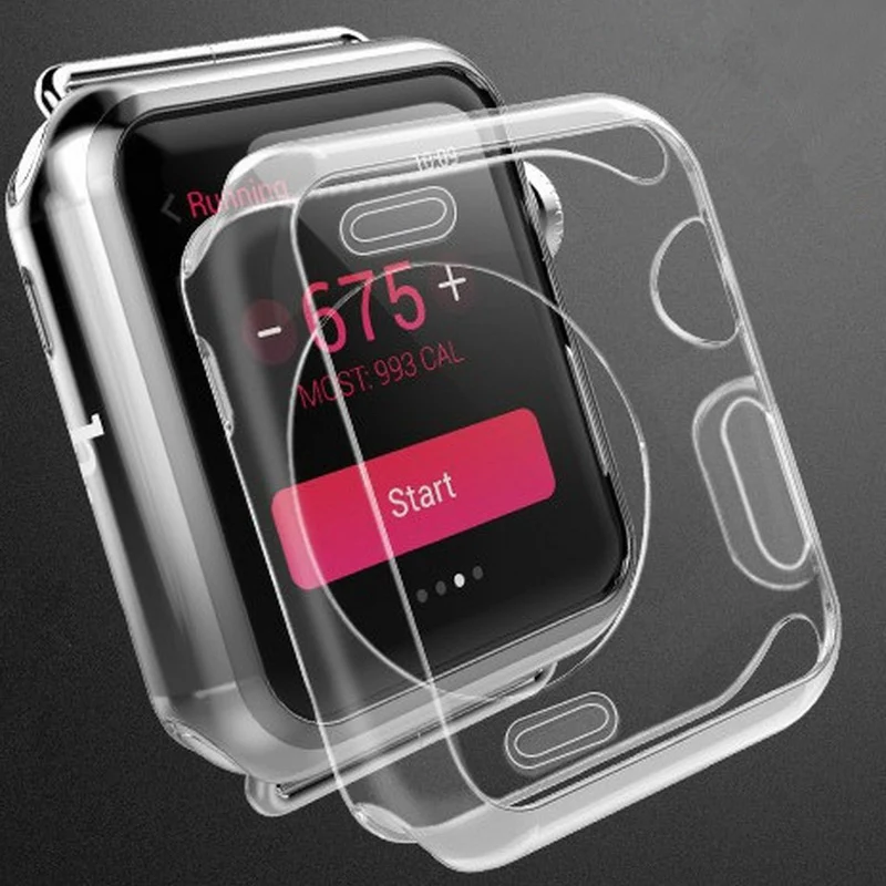 Мягкий чехол из ТПУ для часов Apple Watch iWatch Series 1 2 3 4 38 мм 42 40 44 Сверхтонкая