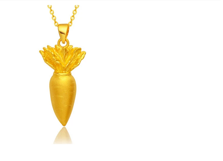 

Authentic 24K Yellow Gold Pendant / Craved Radish Pendant 2G