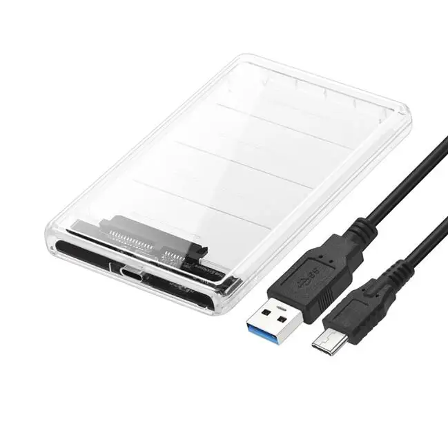 Серебристый CHIPAL прозрачный 2,5 дюймовый HDD SSD чехол Sata для USB 3,1 type C адаптер бесплатно 5 Гбит/с Корпус жесткого диска Поддержка 2 ТБ UASP - Цвет: Серебристый