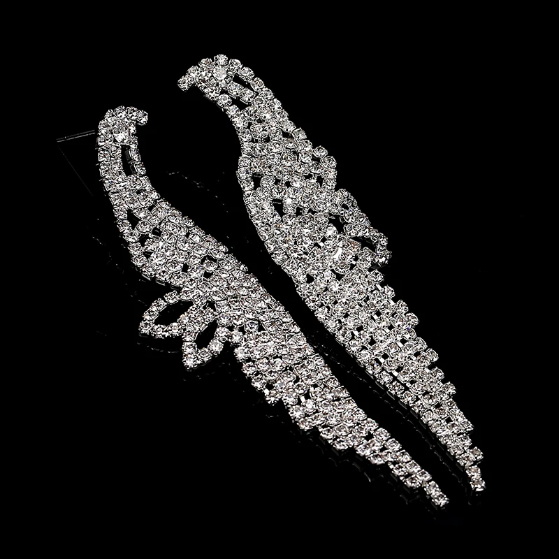 TDQUEEN Павлин длинные серьги для женщин прозрачный Кристалл Висячие капли