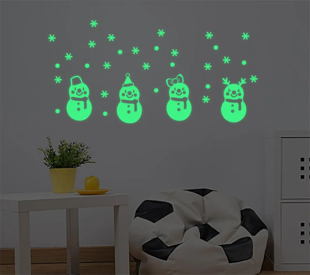 Новинка горячие ночные наклейки на стену Рождественский снеговик DIY Детские