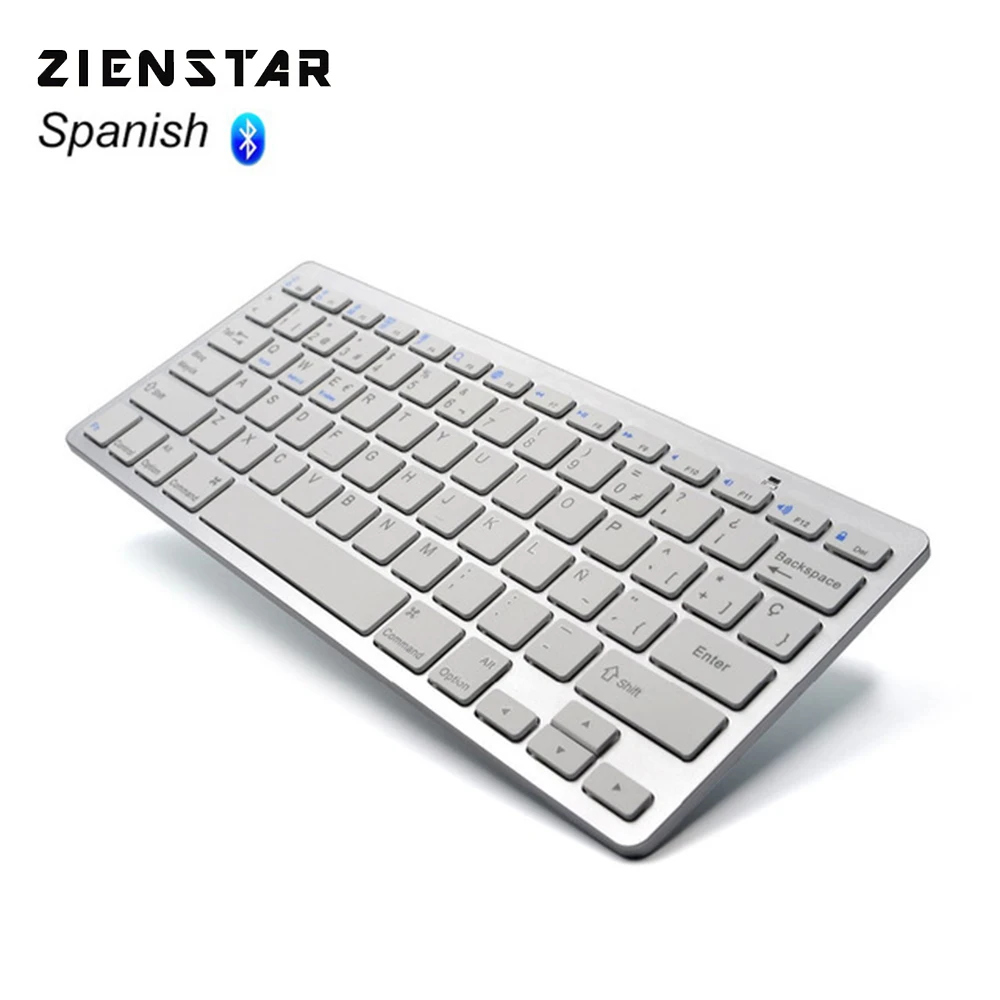 Клавиатура Zienstar Беспроводная ультратонкая с поддержкой Bluetooth 3 0 и испанского