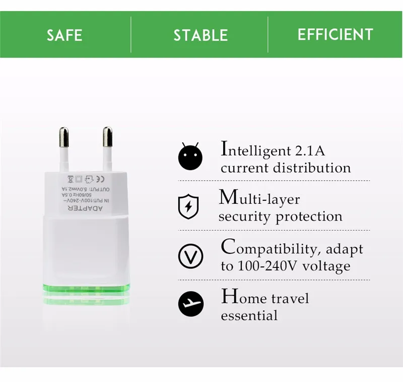 Адаптер с 2 USB портами для MeiZU M3 M5 M6 NOTE M5C M5S U10 U20 V8 C9 PRO 8|Зарядные устройства