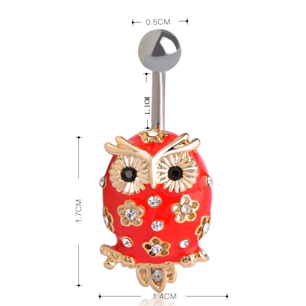Эмалированная черная сова цветок пирсинг ювелирное изделие со стразами животное