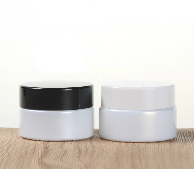 50pcs 20G black cover glass cream jar pearl white eye cream cosmetic packaging empty bottle