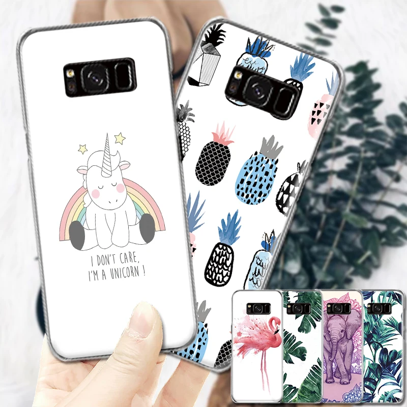Единорог в форме листьев и цветка чехол с пандой для samsung Galaxy S4 S5 S6 S7 край S8 S9 S10 Plus