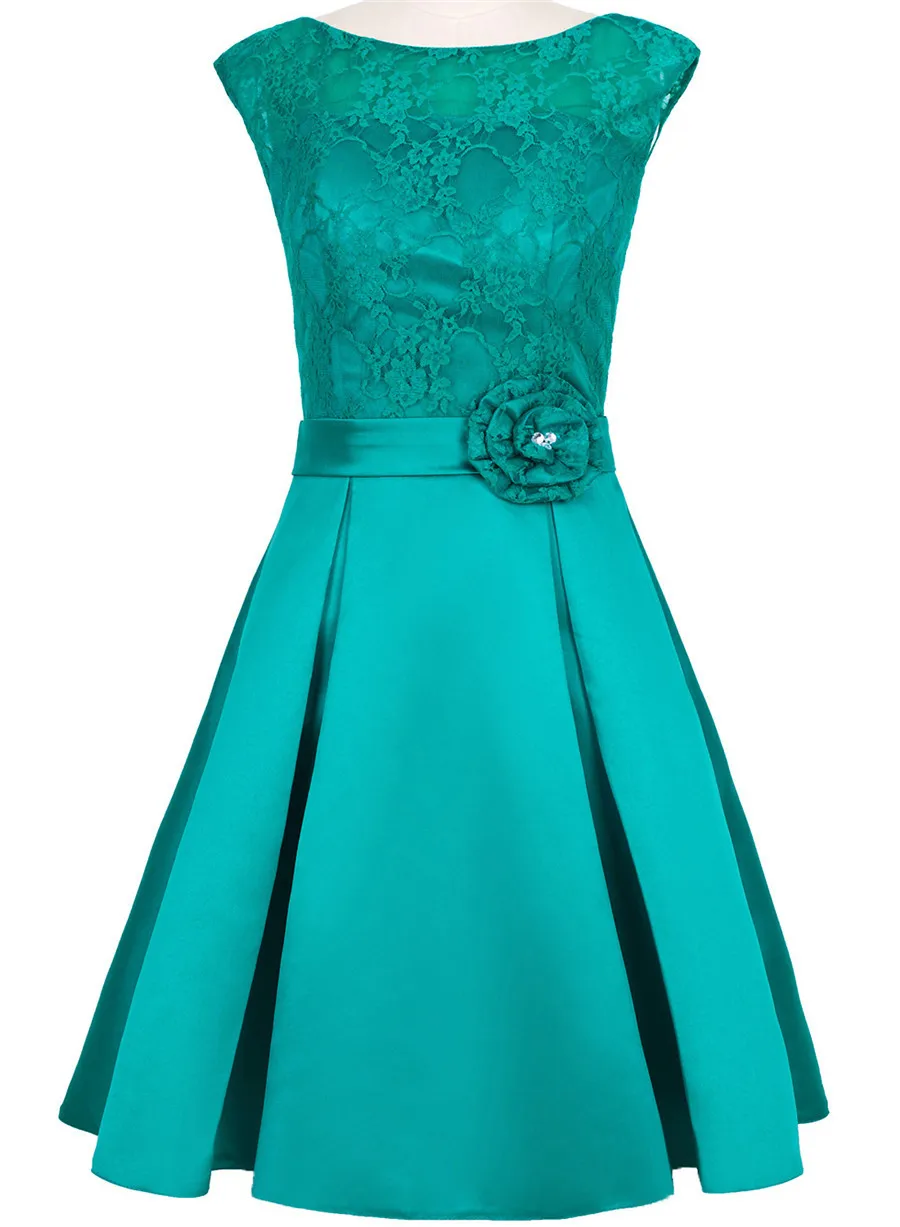 Gaedlilac Пятнистое Плиссированное короткое вечернее платье с цветами зеленое