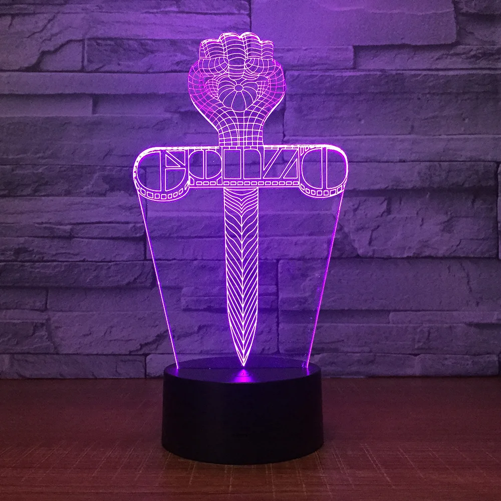 Крест 7 цветов 3D ночной Светильник креативная Автоматическая цветная