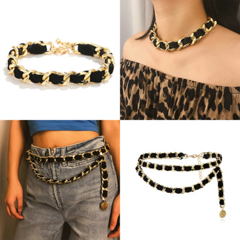 Цепочка на талию Женская многослойная бархатная винтажная AE-CANFLY