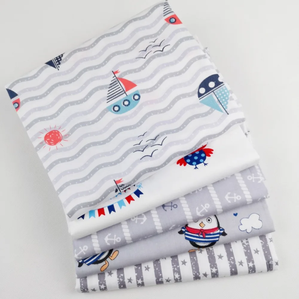 Серая Сова морской якорь Diy швейная ткань Tissus хлопчатобумажная ткань Quliting Fat Quarters лоскутный материал для скрапбукинга Детский домашний текстиль