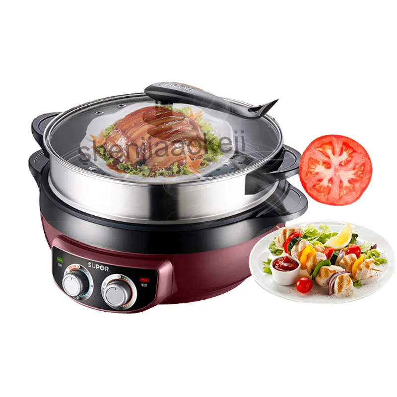 

220v 1800w Multifunctional Electric Food Steamer Hot Pot Household Electric Cooker Wok 6L Korean-Style Non-stick Frying Machine