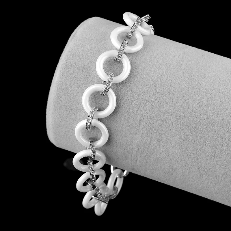 Новинка 2017 женский браслет белый керамический с украшениями стразы чокер из