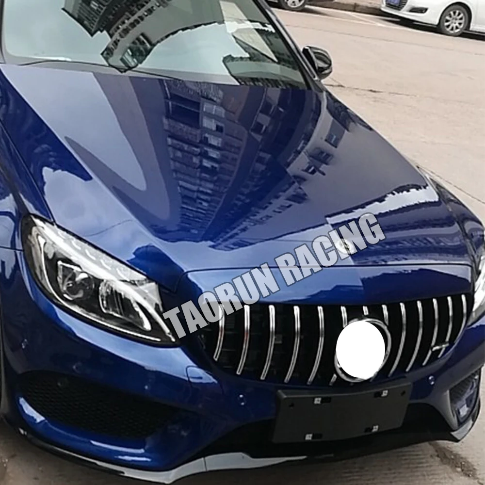 W205 GT стиль ABS Серебряный передний бампер сетка решетка решетки для Benz W205 C205 S205 C180 C200 C300 C43 с AMG посылка 15-18