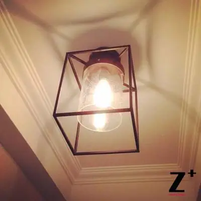 Edison lights American Industrial style ceiling lamp vintage bubble glass black iron flush mount light | Освещение