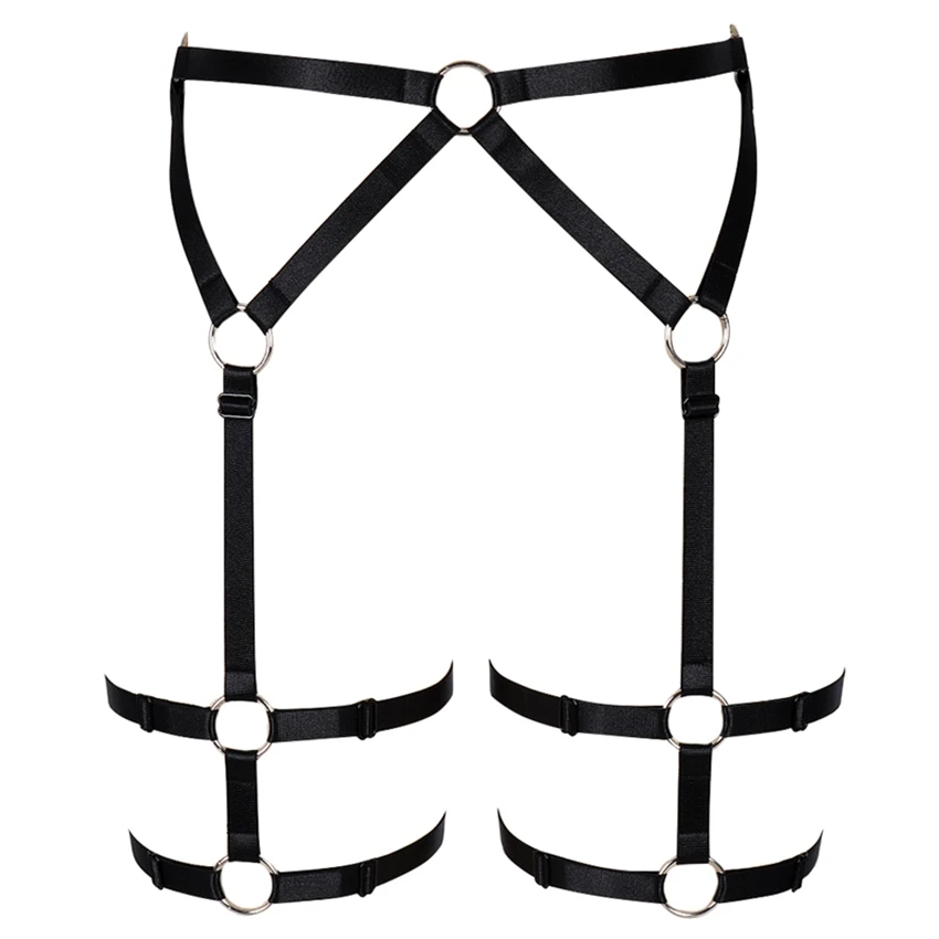 MLCP0006BLACK Розовый ремень-подвязка пояса высокого колготы ножка ремень упругие отрегулировать Готический организм клетка трусики сексуальное женское белье для танцев клуб рейв - Цвет: MLCP0006BLACK