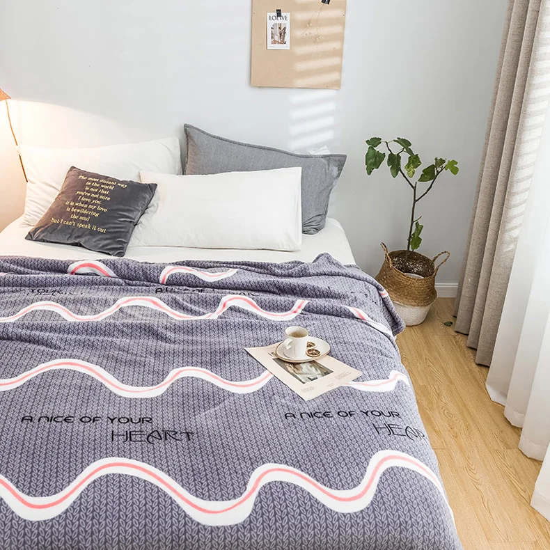 Wave bedspread blanket 200x230cm High Density Super Soft Flannel Blanket to on for the sofa/Bed/Car Portable Plaids