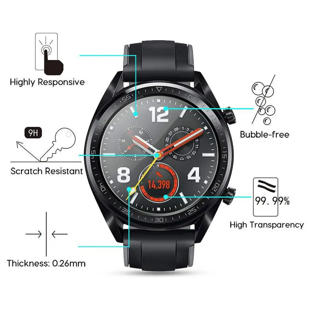 

Пленка из закаленного стекла для смарт-часов Huawei Watch GT, Спортивная пленка для смарт-часов, Защитная пленка для экрана, защита от взрыва, защит...