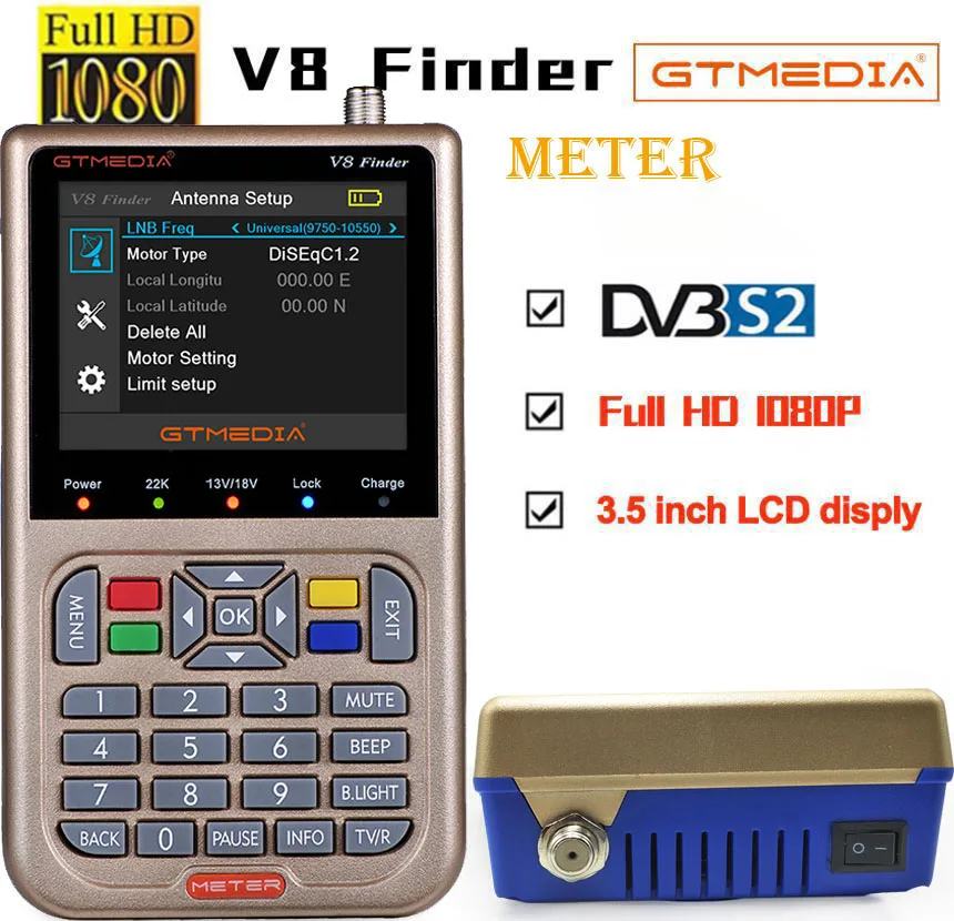 

5pcs GTmedia V8 Finder HD DVB-S2 High Definition Satellite Finder MPEG-2 MPEG-4 satlink ws-6933 6906 freesat V8 finder meter