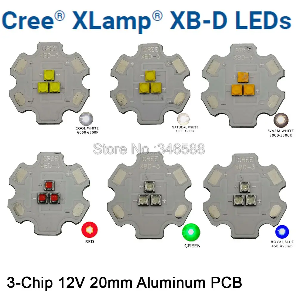 Cree XBD XB D 3 светодиода светодиодная лампа эмиттер белый теплый красный зеленый
