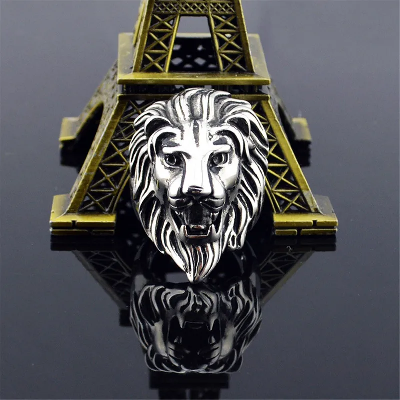 Men Vintage Domineering Tiger Lion Head Carving Finger Ring Punk Jewelry Gift | Украшения и аксессуары