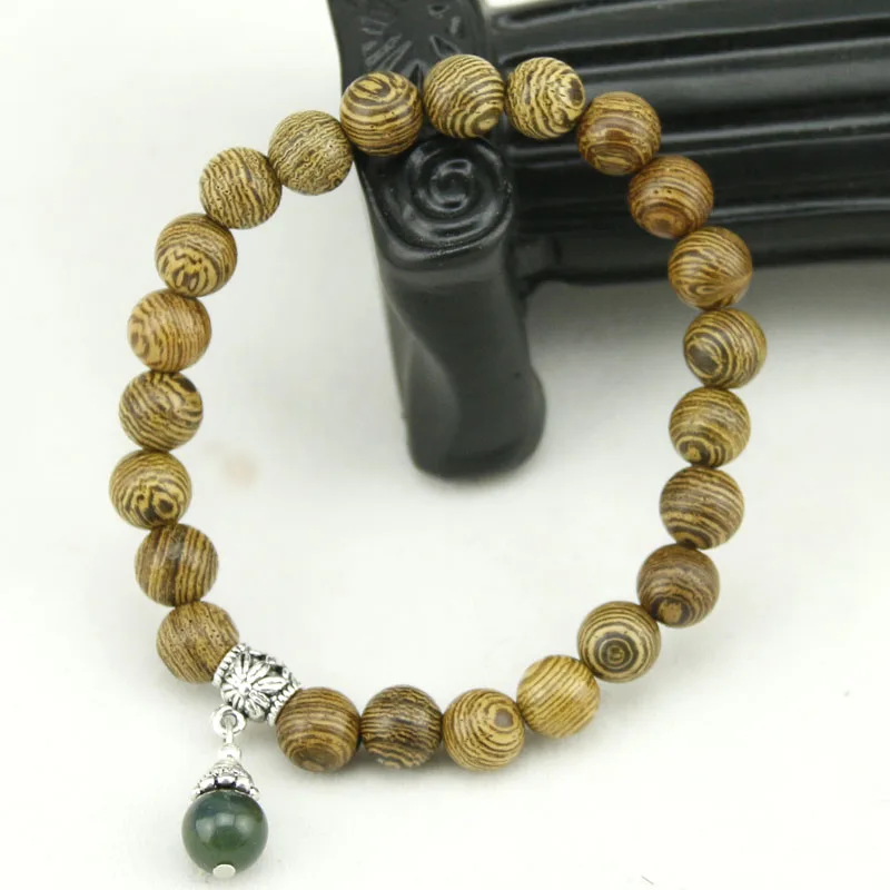 Буддистские молитвенные Бусины Из Натурального Коричневого Дерева браслет для