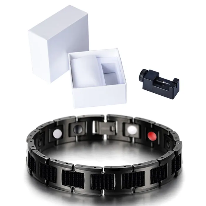 10277 Set Gift Box Маленькая лягушка, черный браслет, Мужская цепочка для рук, энергетический оздоровительный германий, магнитные Голограммы Из Нержавеющей Стали, браслеты для женщин и мужчин - Окраска металла: 10277 Set Gift Box