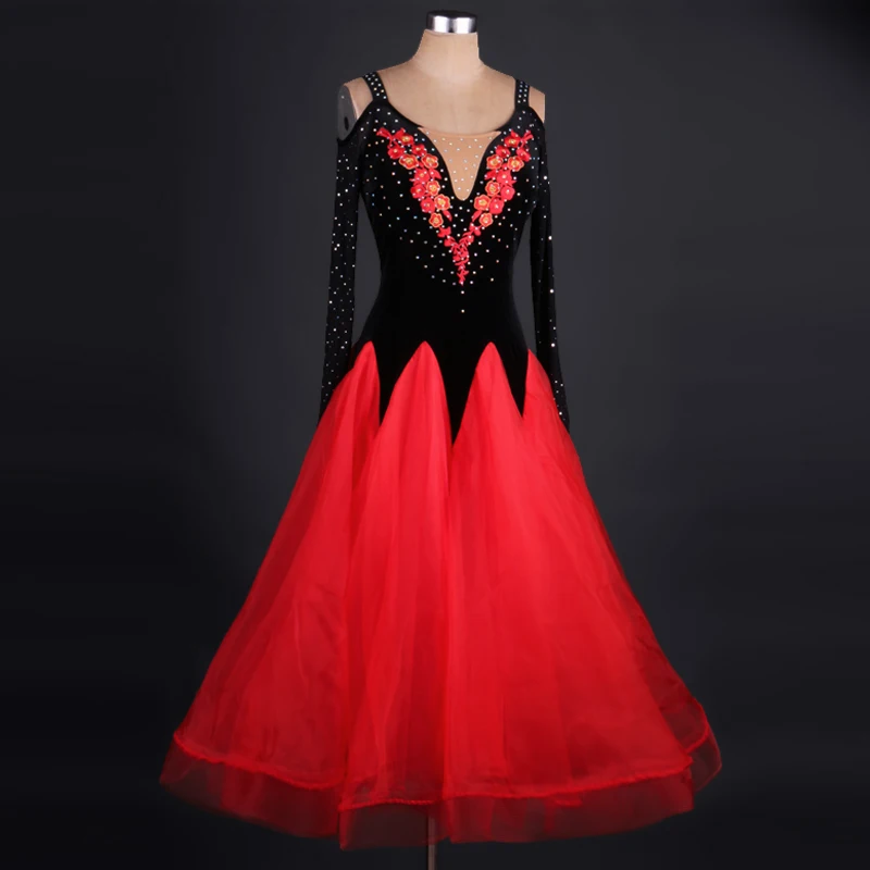 2017 дамы могут быть настроены бальных танцев соревнований платья с длинными