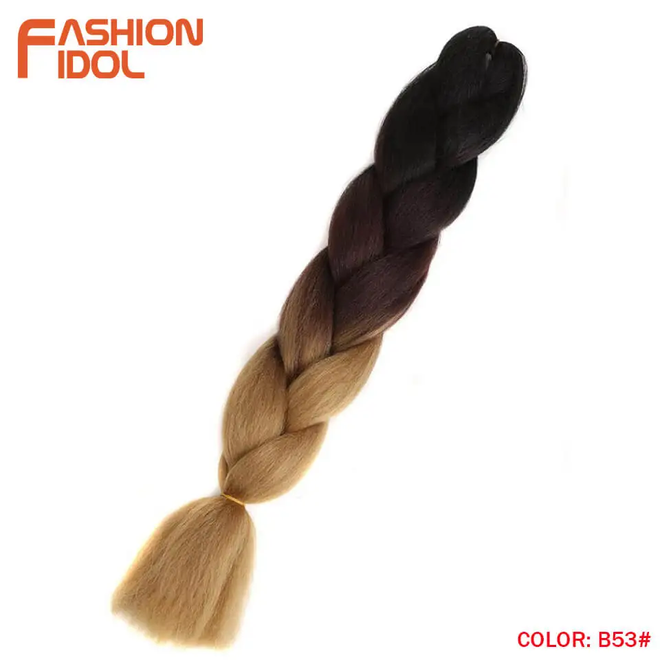 FASHION IDOL Synthetic Braiding Hair Ombre Kanekalon 24 Inch 100g/Pack Blonde Grey Crochet Braids Hair Extensions Jumbo Braids - Цвет: P1B/613