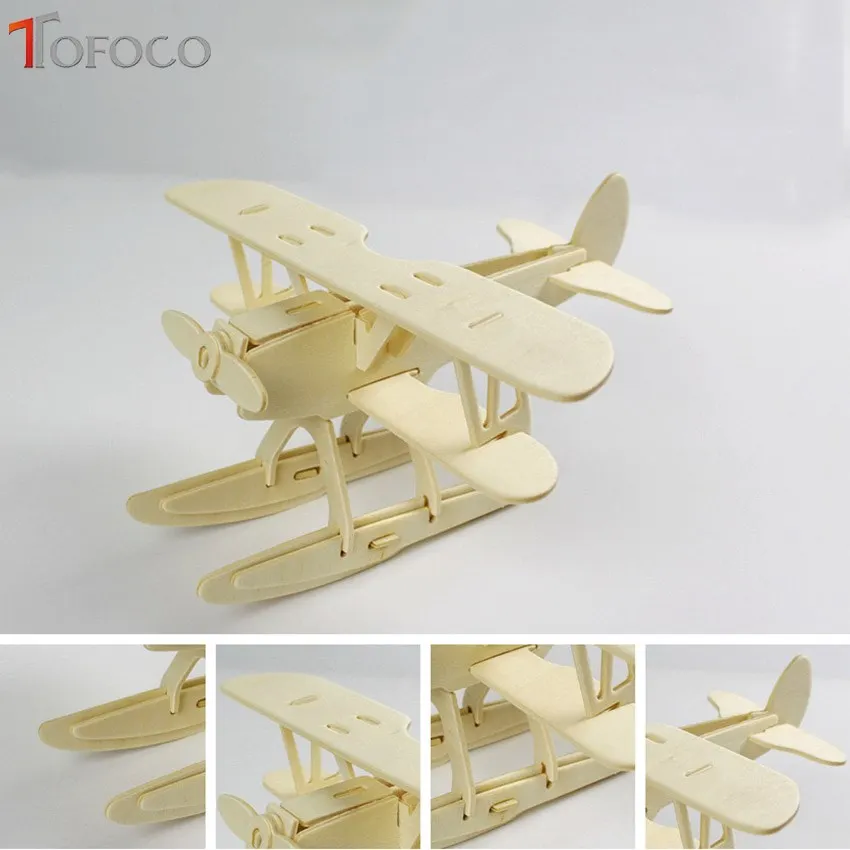 TOFOCO DIY Дети 3D деревянная головоломка модель автомобиля самолет сборные наборы IQ