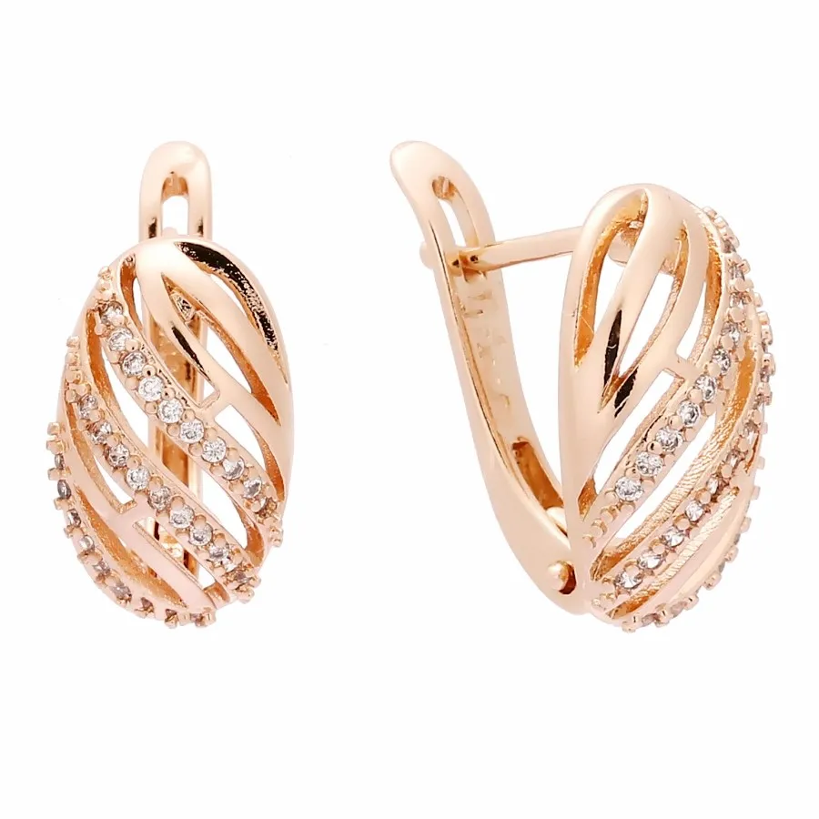 

Luxury 585 Gold Color Earring Office Style Top Fashion Earring Cubic Zircon Women Drop Earrings Fashion Jewelry
