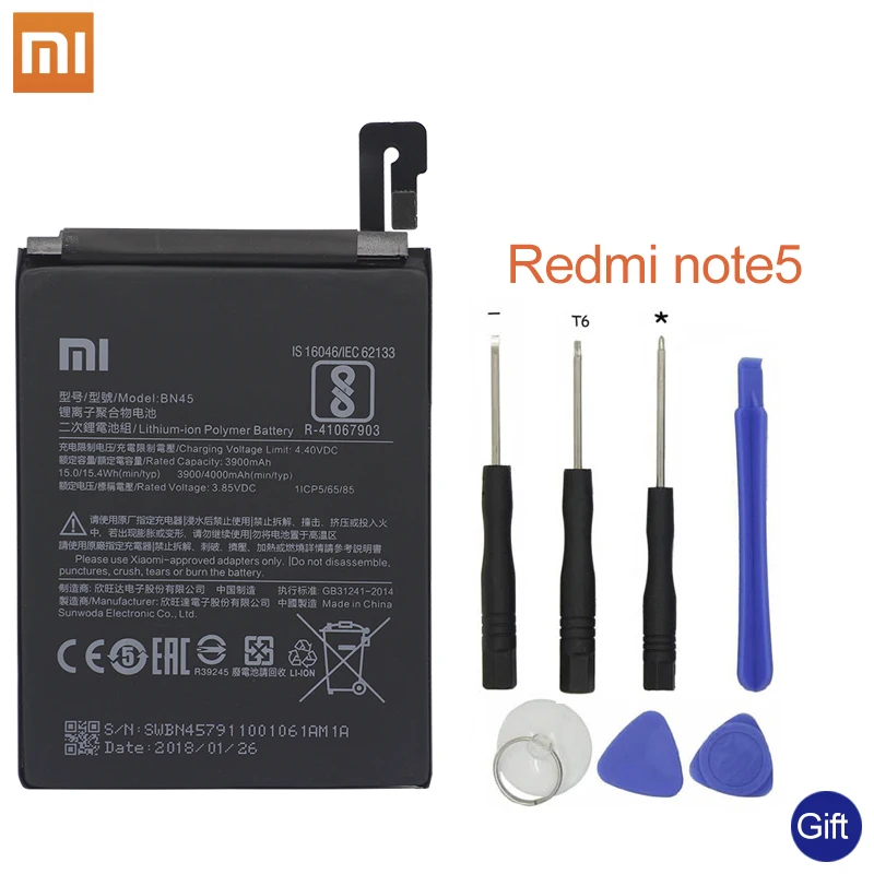 Xiao Mi аккумулятор для телефона BN45 Xiaomi note2 Redmi Note 5 Note5 Оригинальные аккумуляторы