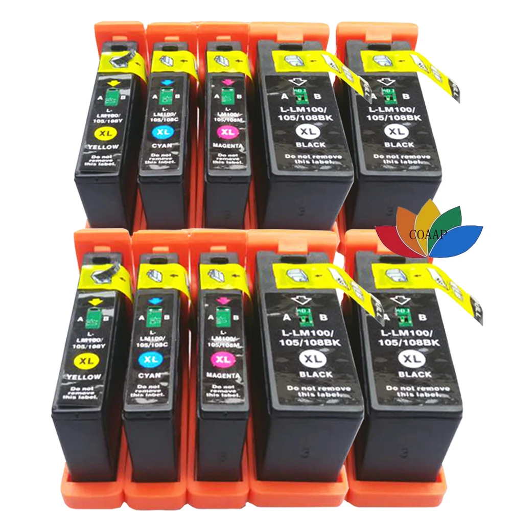 

10 PK Compatible Lexmark 100 XL BK / C / M / Y Ink Cartridges for Lexmark Impact S305 S300 S302 S301 Printer